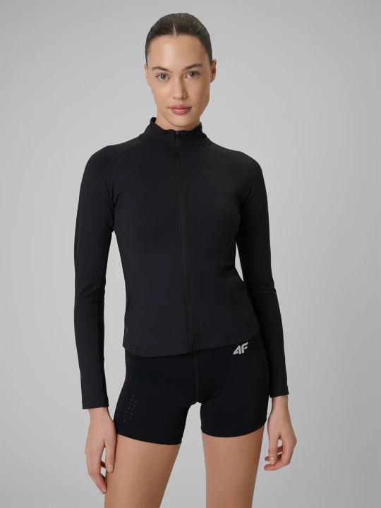 Zdjęcie produktu 4F Bluza treningowa slim bez kaptura damska - czarna XS