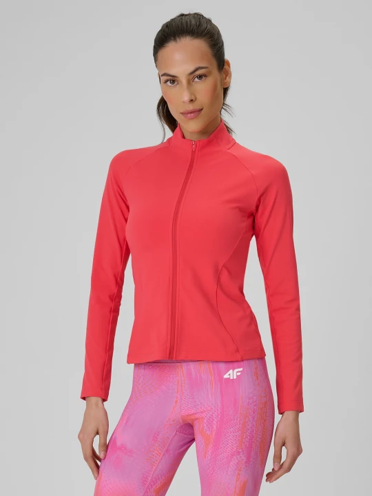 Zdjęcie produktu 4F Bluza treningowa slim bez kaptura damska - koralowa S Różowy