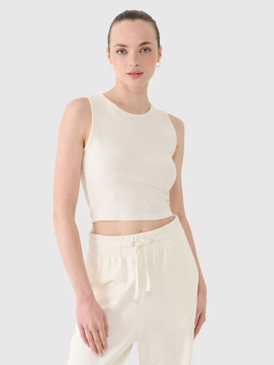 Zdjęcie produktu 4F Crop top dzianinowy damski - biały XL