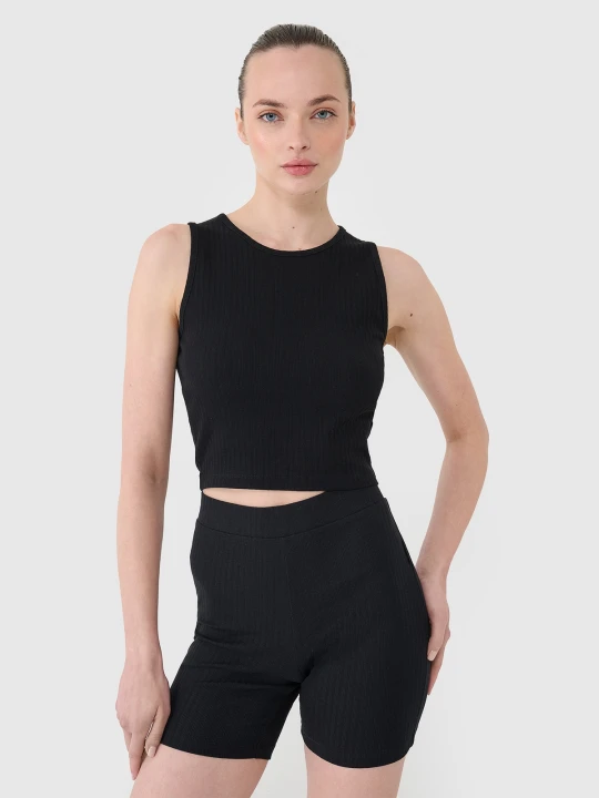 Zdjęcie produktu 4F Crop top dzianinowy damski - czarny XS