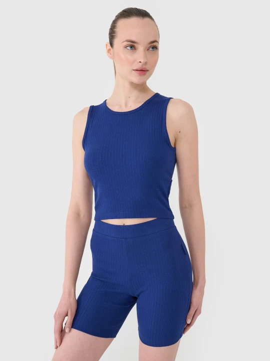 Zdjęcie produktu 4F Crop top dzianinowy damski - granatowy L
