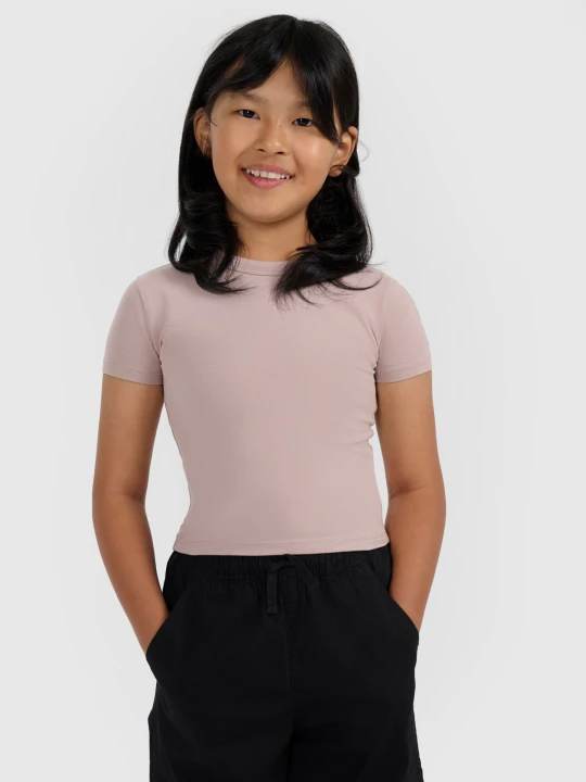 Zdjęcie produktu 4F Crop top slim gładki dziewczęcy - brązowy 158 (12-13 lat)