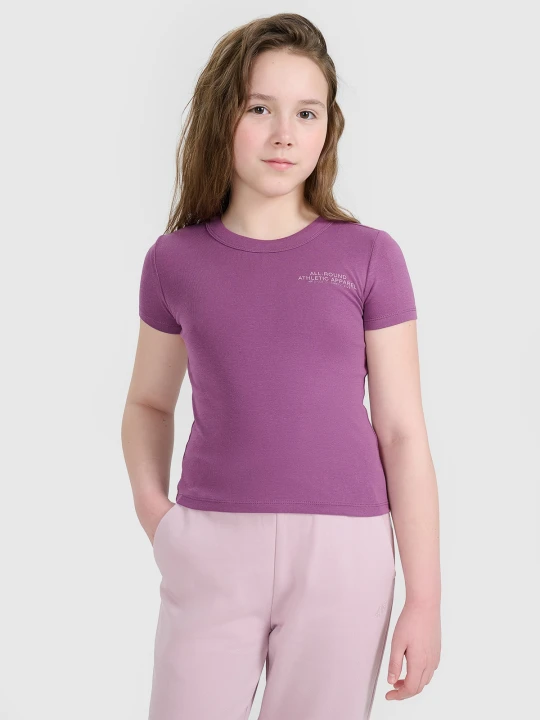 Zdjęcie produktu 4F Crop top slim z nadrukiem dziewczęcy - fioletowy 164 (13-14 lat)