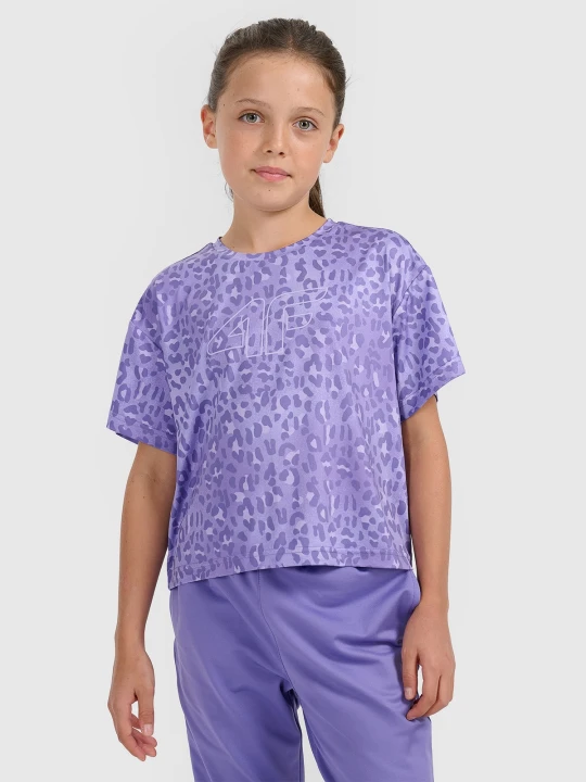 Zdjęcie produktu 4F Crop-top sportowy szybkoschnący dziewczęcy - fioletowy 134 / 140 (8-10 lat)
