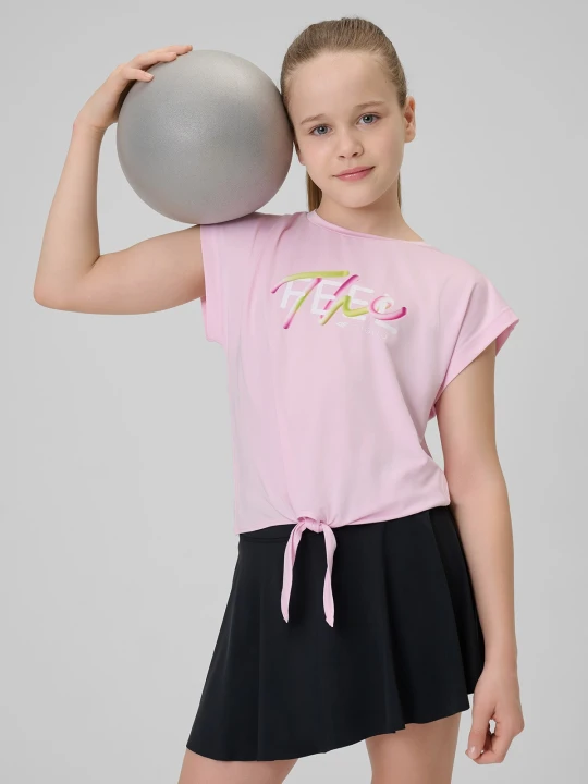 Zdjęcie produktu 4F Crop-top sportowy szybkoschnący dziewczęcy - różowy 146 / 152 (10-12 lat)