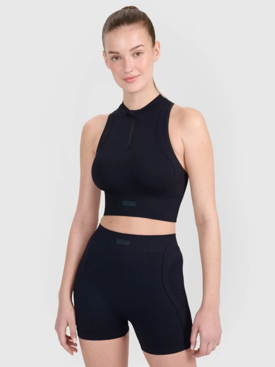 Zdjęcie produktu 4F Crop-top treningowy slim bezszwowy damski - czarny M/L