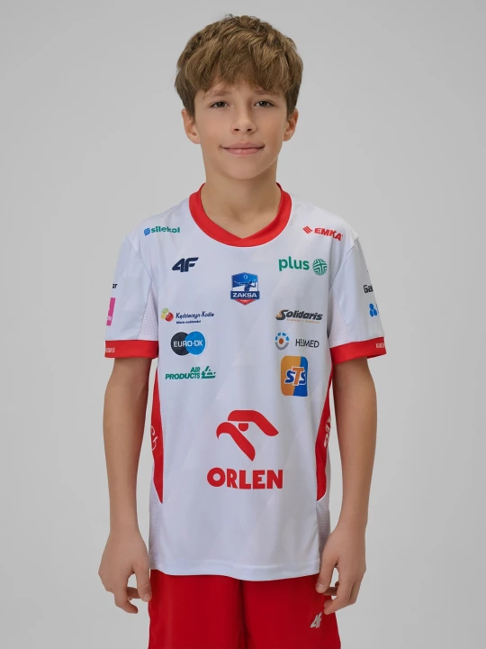 Zdjęcie produktu 4F Koszulka meczowa replika domowa z sezonu 2025-26 dziecięca 4F x ZAKSA Kędzierzyn-Koźle - biała 98 / 104