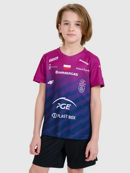 Zdjęcie produktu 4F Koszulka meczowa replika wyjazdowa Liga Mistrzów CEV z sezonu 2024 / 2025 dziecięca 4F x Projekt Warszawa - multikolor 98 / 104