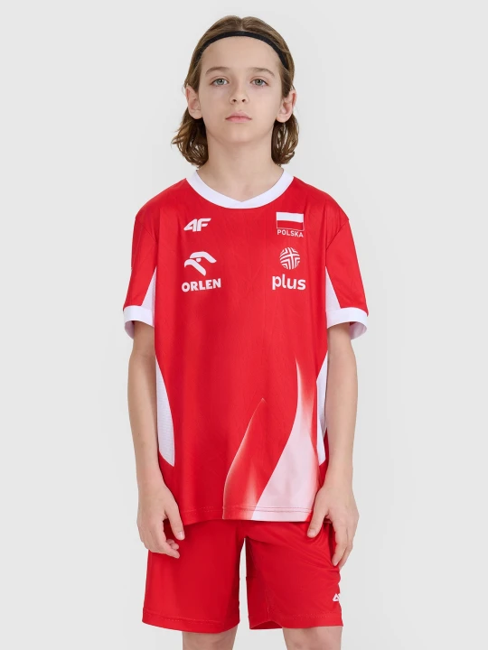 Zdjęcie produktu 4F Koszulka meczowa replika wyjazdowa z możliwością personalizacji dziecięca 4F x Polska Siatkówka - czerwona 158 / 164 (12-14 lat)