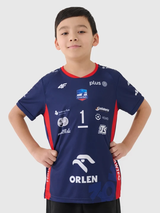 Zdjęcie produktu 4F Koszulka meczowa replika wyjazdowa z sezonu 2024 / 2025 dziecięca 4F x Zaksa Kędzierzyn-Koźle - Kurek - multikolor 110 / 116