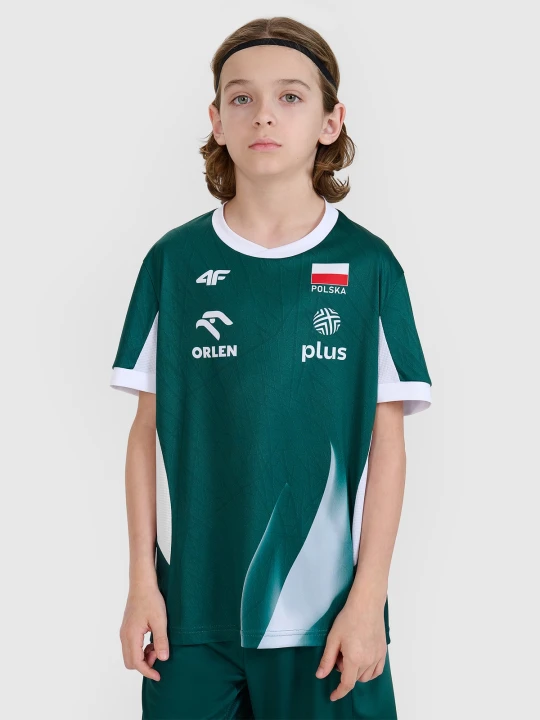 Zdjęcie produktu 4F Koszulka meczowa replika z możliwością personalizacji dziecięca 4F x Polska Siatkówka - zielona 122 / 128 (6-8 lat)