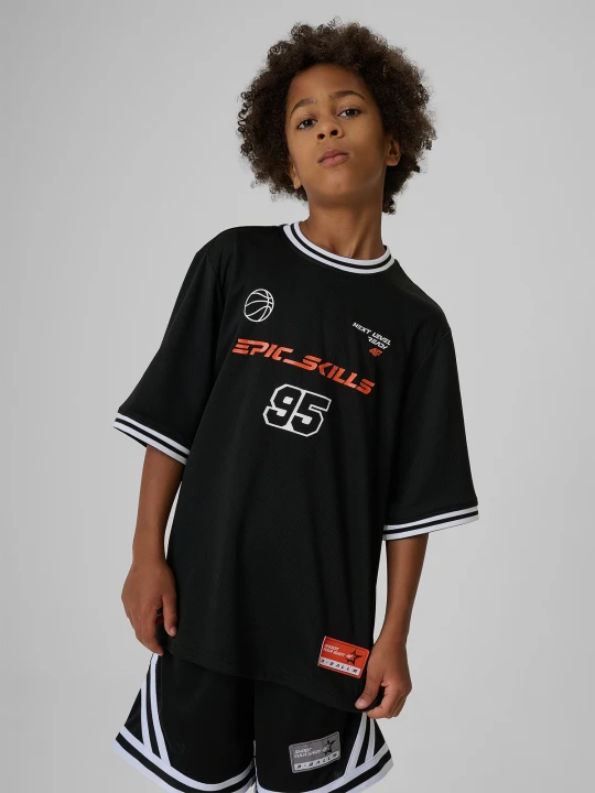 Zdjęcie produktu 4F Koszulka sportowa loose szybkoschnąca chłopięca - czarna 134 / 140 (8-10 lat)