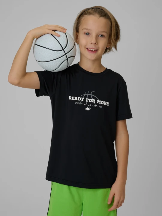 Zdjęcie produktu 4F Koszulka sportowa szybkoschnąca chłopięca - czarna 122 / 128 (6-8 lat)