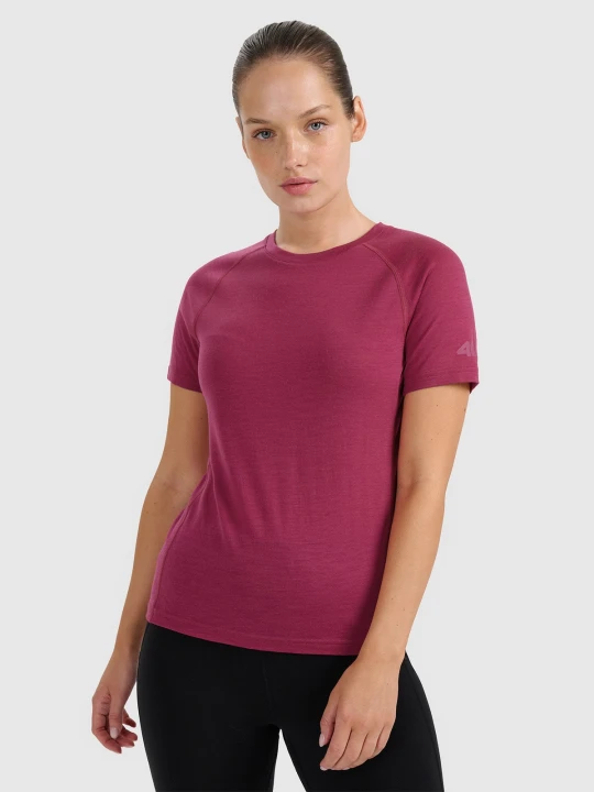 Zdjęcie produktu 4F Koszulka trekkingowa z wełną merino damska - różowa XS