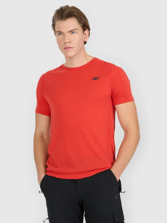 Zdjęcie produktu 4F Koszulka trekkingowa z wełną merino męska - czerwona XL