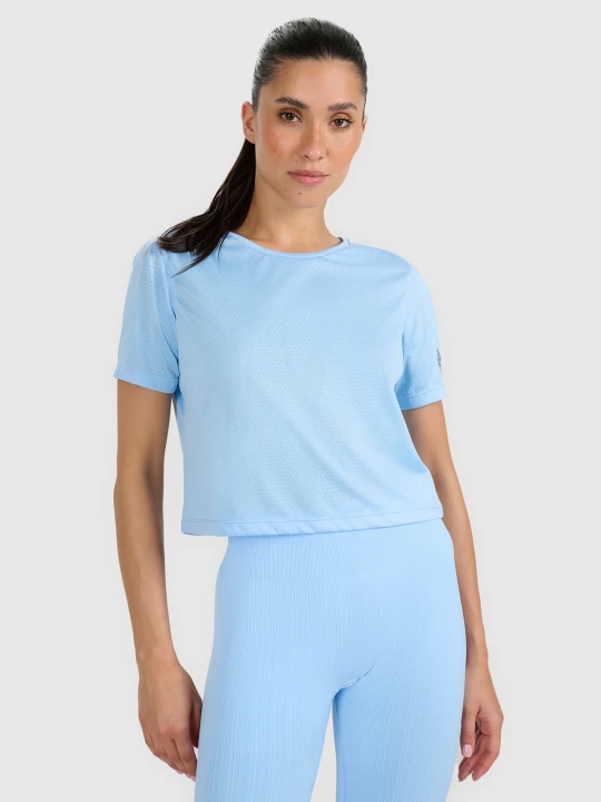 Zdjęcie produktu 4F Koszulka treningowa crop-top szybkoschnąca damska - niebieska L