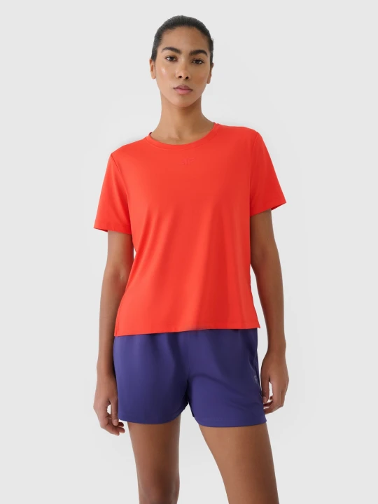 Zdjęcie produktu 4F Koszulka treningowa oversize szybkoschnąca damska - czerwona XS