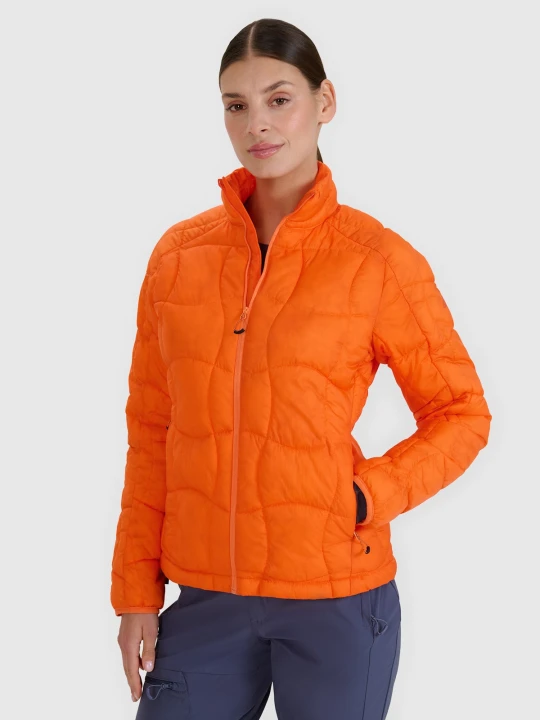 Zdjęcie produktu 4F Kurtka puchowa trekkingowa z wypełnieniem Primaloft Silver damska - pomarańczowa XL