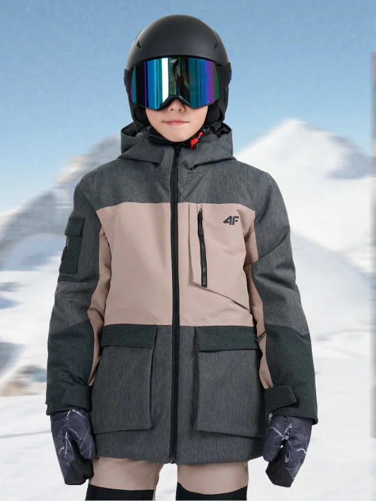 Zdjęcie produktu 4F Kurtka snowboardowa membrana 10000 dziecięca - brązowa 164 (13-14 lat)