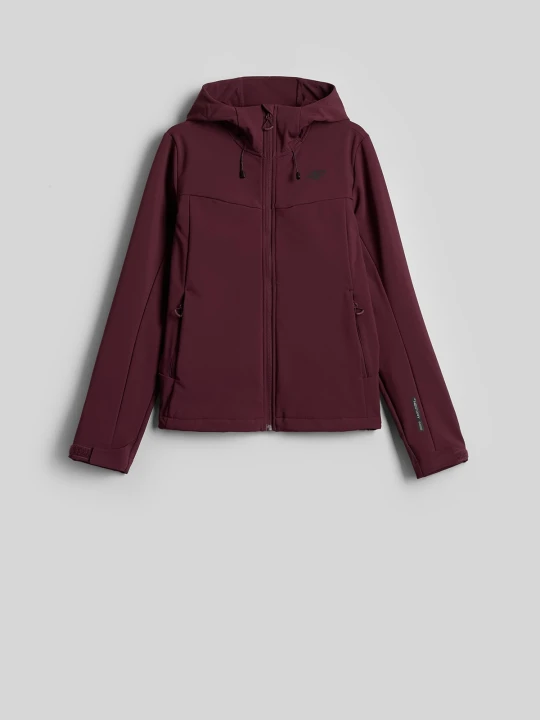 Zdjęcie produktu 4F Kurtka softshell wiatroodporna damska - burgundowa XL Burgundowy
