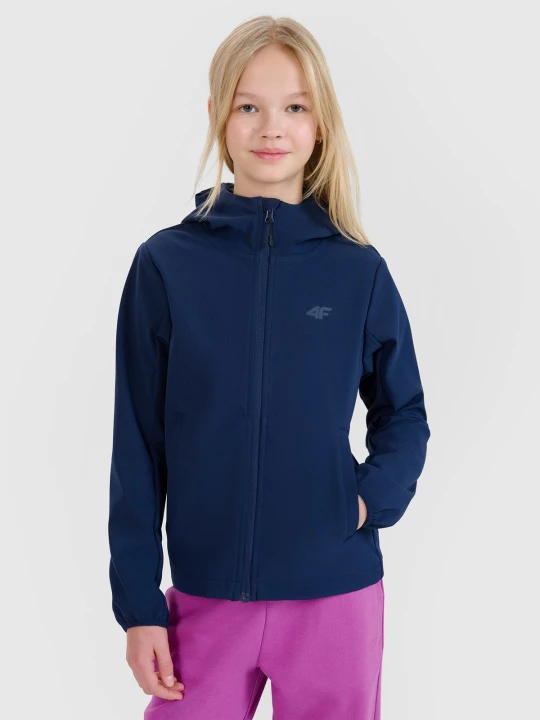 Zdjęcie produktu 4F Kurtka softshell wiatroodporna membrana 5000 dziecięca - granatowa 134 (8-9 lat)