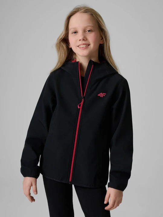 Zdjęcie produktu 4F Kurtka softshell wiatroodporna membrana 5000 dziewczęca - czarna 128 (7-8 lat)