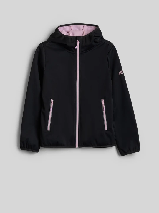Zdjęcie produktu 4F Kurtka softshell wiatroodporna membrana 5000 dziewczęca - czarna 128 (7-8 lat)