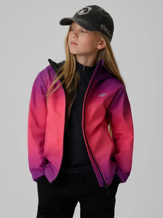 Zdjęcie produktu 4F Kurtka softshell wiatroodporna membrana 5000 dziewczęca - multikolor 140 (9-10 lat)