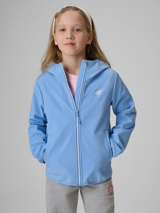 Zdjęcie produktu 4F Kurtka softshell wiatroodporna membrana 5000 dziewczęca - niebieska 128 (7-8 lat)