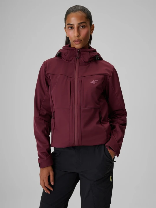 Zdjęcie produktu 4F Kurtka softshell wiatroodporna membrana 8000 damska - burgundowa XS Burgundowy