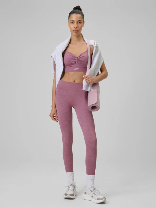 Zdjęcie produktu 4F Legginsy do jogi bezszwowe szybkoschnące damskie - różowe M/L