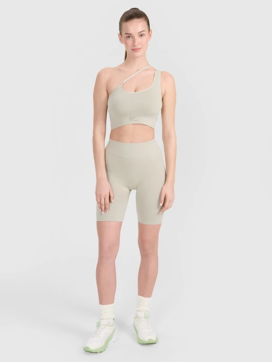Zdjęcie produktu 4F Legginsy kolarki bezszwowe treningowe damskie - beżowe M/L