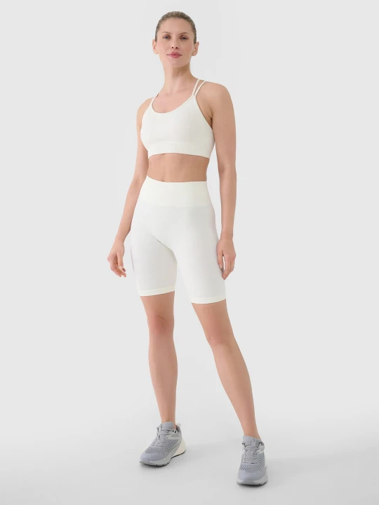 Zdjęcie produktu 4F Legginsy kolarki bezszwowe treningowe damskie - białe XS / S