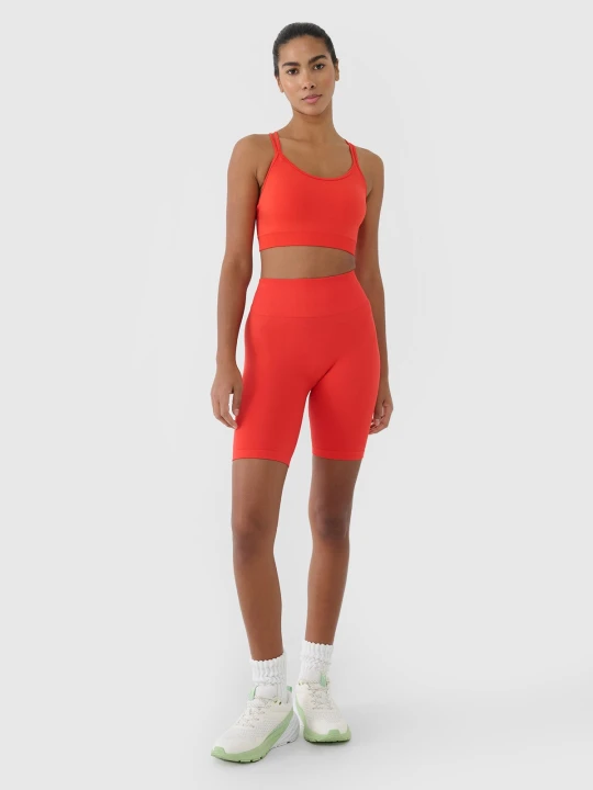 Zdjęcie produktu 4F Legginsy kolarki bezszwowe treningowe damskie - czerwone M / L