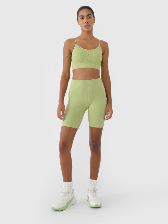 Zdjęcie produktu 4F Legginsy kolarki bezszwowe treningowe damskie - zielone XS/S