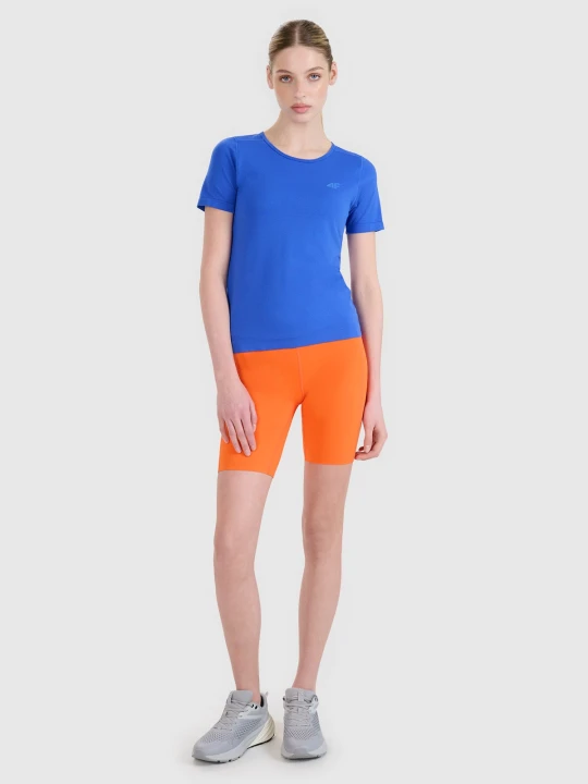 Zdjęcie produktu 4F Legginsy kolarki do biegania szybkoschnące damskie - pomarańczowe M