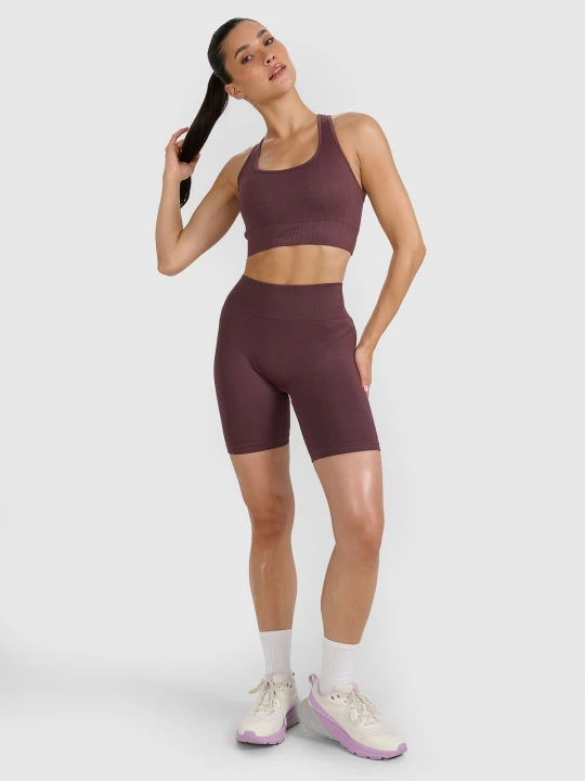 Zdjęcie produktu 4F Legginsy kolarki treningowe bezszwowe damskie - brązowe M / L