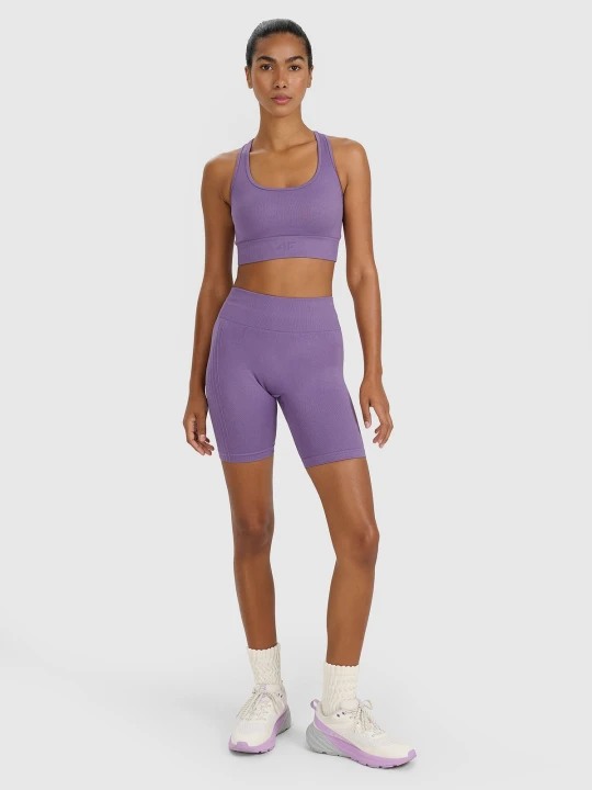 Zdjęcie produktu 4F Legginsy kolarki treningowe bezszwowe damskie - fioletowe M / L