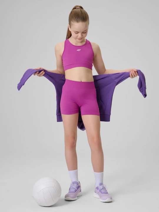 Zdjęcie produktu 4F Legginsy krótkie sportowe bezszwowe dziewczęce - różowe 164 (13-14 lat)