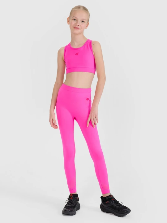 Zdjęcie produktu 4F Legginsy sportowe szybkoschnące dziewczęce - różowe 152/158 (11-13 lat)