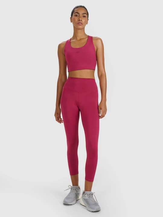 Zdjęcie produktu 4F Legginsy treningowe 7 / 8 z wysokim stanem damskie - czerwone XS