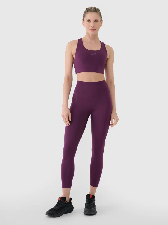 Zdjęcie produktu 4F Legginsy treningowe 7 / 8 z wysokim stanem damskie - fioletowe XS