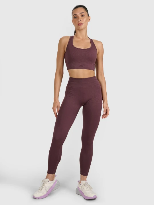 Zdjęcie produktu 4F Legginsy treningowe bezszwowe damskie - brązowe XS / S