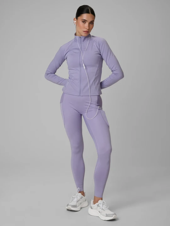 Zdjęcie produktu 4F Legginsy treningowe szybkoschnące damskie - fioletowe L