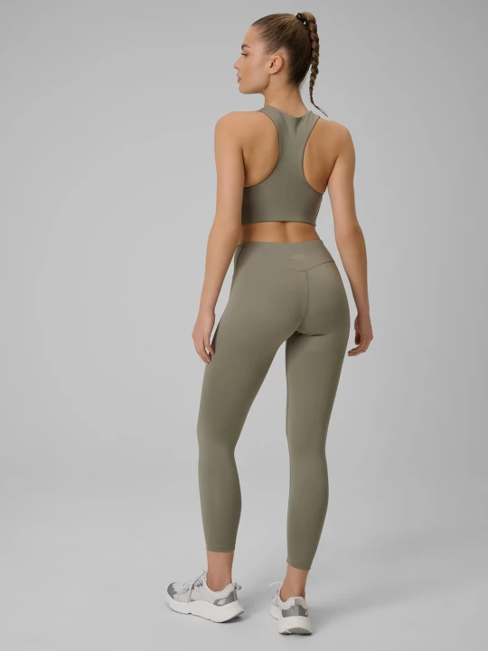 Zdjęcie produktu 4F Legginsy treningowe szybkoschnące damskie - oliwkowe XS zielony
