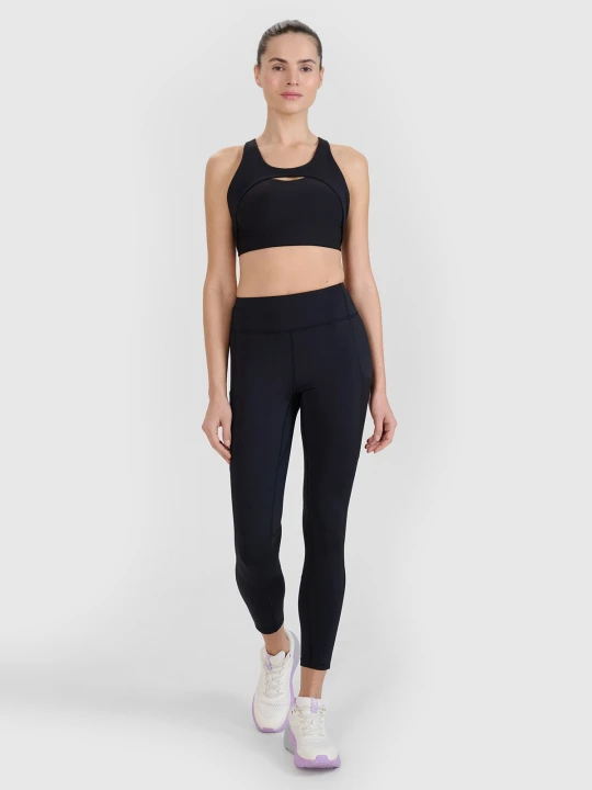 Zdjęcie produktu 4F Legginsy treningowe z wysokim stanem damskie - czarne XS