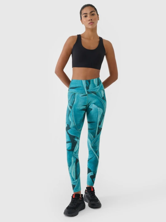 Zdjęcie produktu 4F Legginsy treningowe z wysokim stanem damskie - turkusowe XS Turkusowy