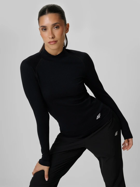 Zdjęcie produktu 4F Longsleeve do biegania slim szybkoschnący damski - czarny M / L