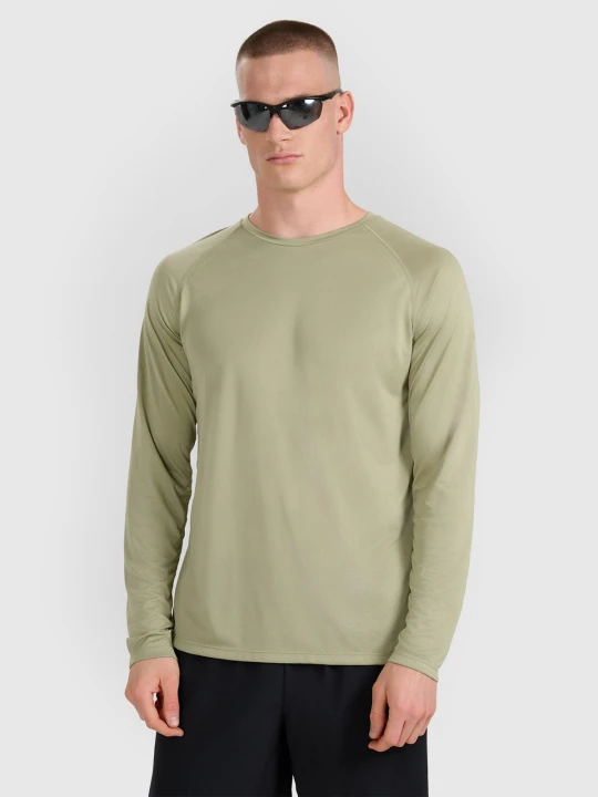 Zdjęcie produktu 4F Longsleeve do biegania szybkoschnący męski - oliwkowa L zielony