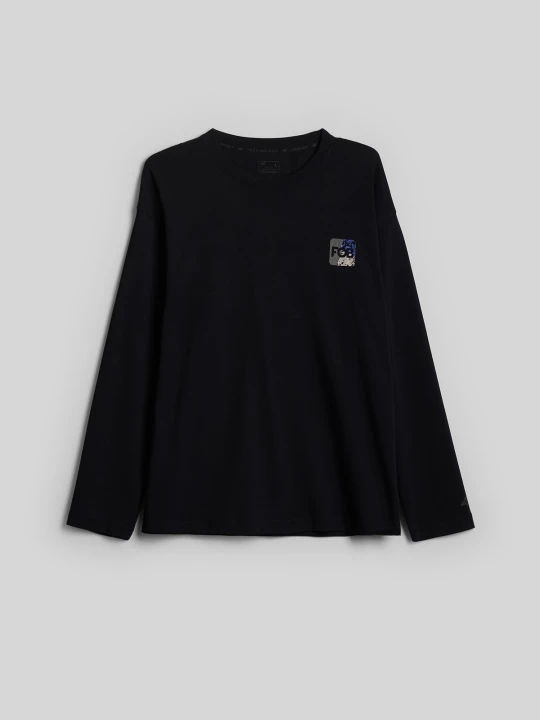 Zdjęcie produktu 4F Longsleeve loose z nadrukiem męski - czarny XXL